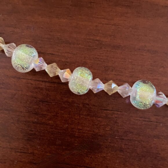 Vintage AB Crystal Beaded Necklace | Iridescent Glass | - Picture 3 of 5